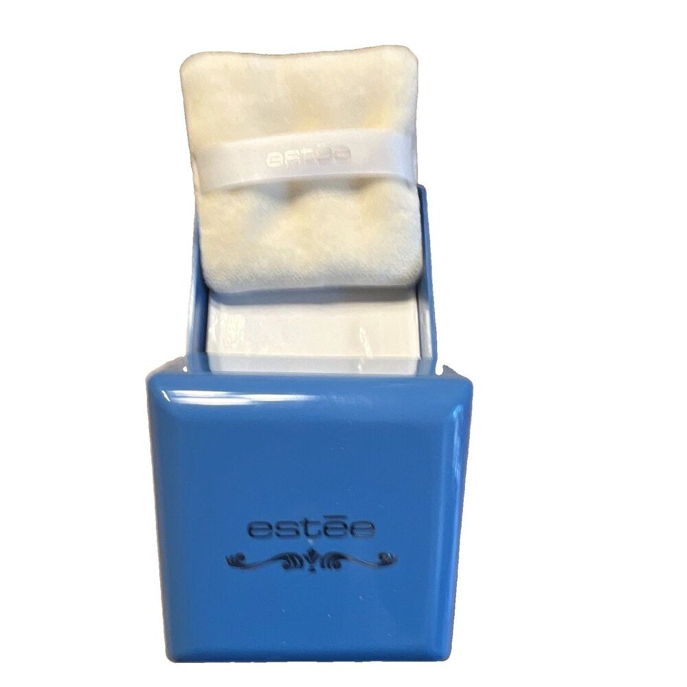Estée Lauder Women’s Body Powder Compact, White, with Powder Puff, Rare Vintage